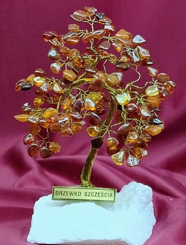 Drzewko szcz�cia bonsai z bursztynu koniakowego
