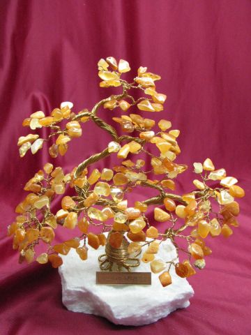 Drzewko szczcia bonsai z bursztynu